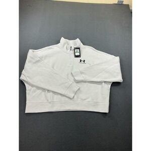 Under Armour Sweatshirt Womens Large White Essential Fleece 1/2 Zip Pullover